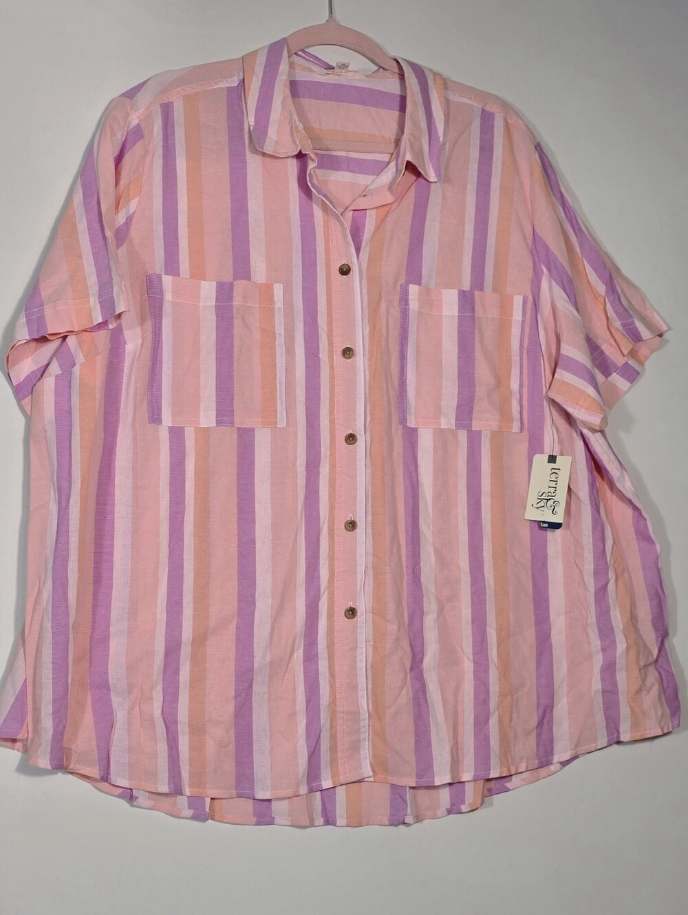 Terra & Sky Pastel Striped Top in Pink Peach Lavender